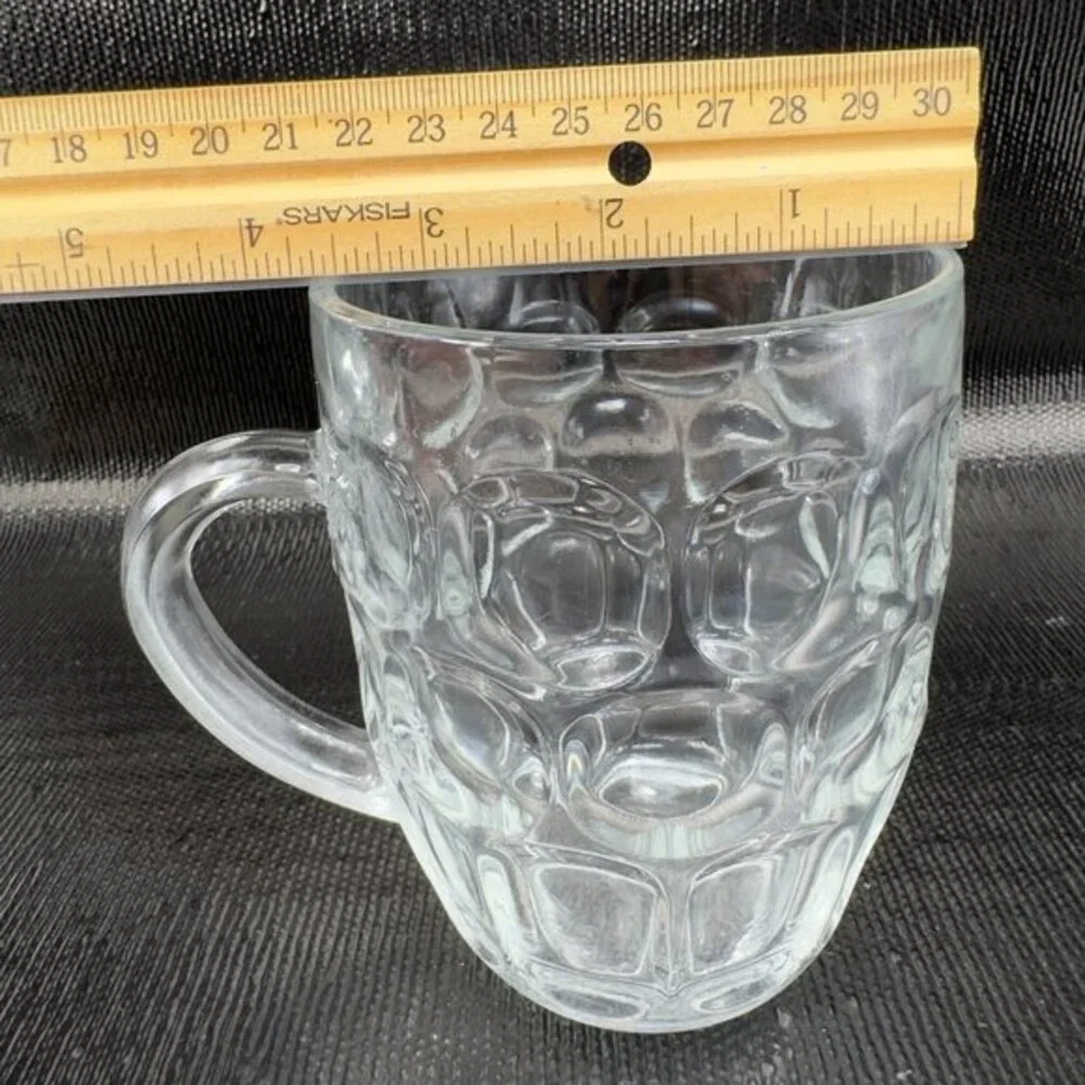 Ravenwood Dimple Thumbprint Heavy Clear Glass Pint Beer England Cups Barware Set